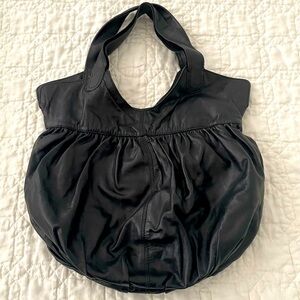 Stunning Black Leather Valentino Pleated Leather Shoulder Bag Satchel